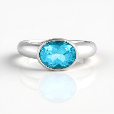 Zilveren ring met een Paraiba-blauwe topaas