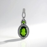 Ciondolo in argento con Diopside Russo