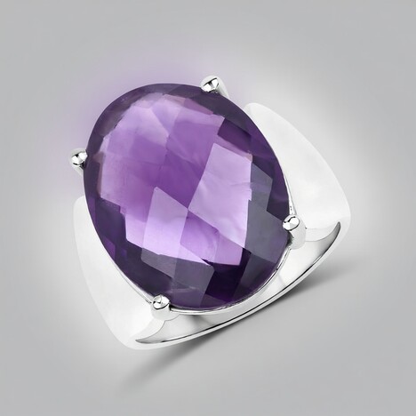 Anello in argento con Ametista Zambiana