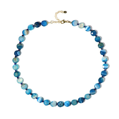 Blauer Achat-Silberhalskette