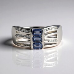 Anello in argento con Zaffiro Ceylon Blu (non riscaldato) (Adela Silber)