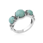 Green Turquoise Silver Ring (Desert Chic)