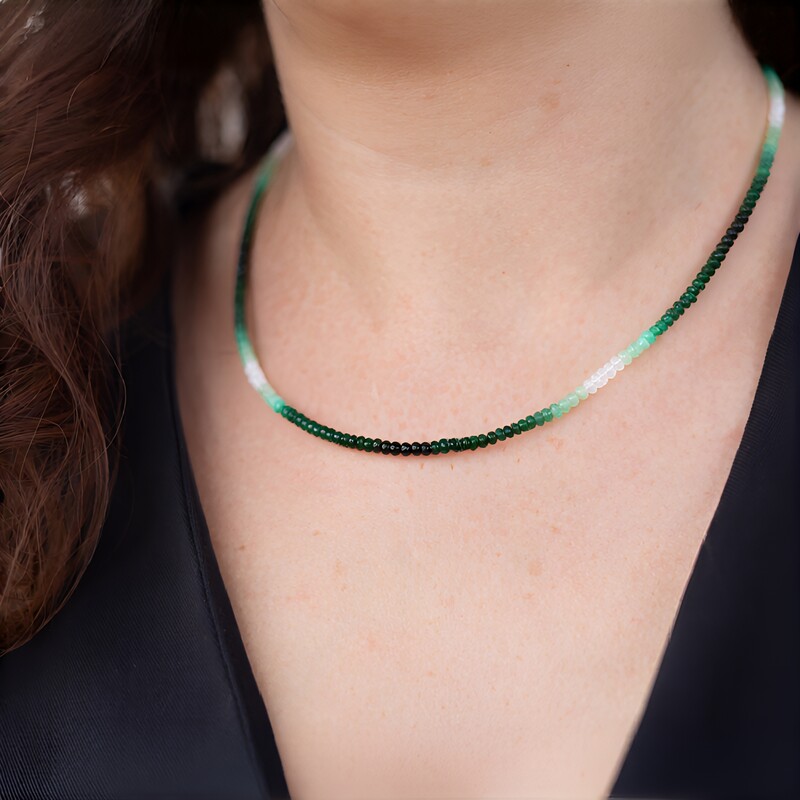 Brasilianischer Smaragd-Silberhalskette