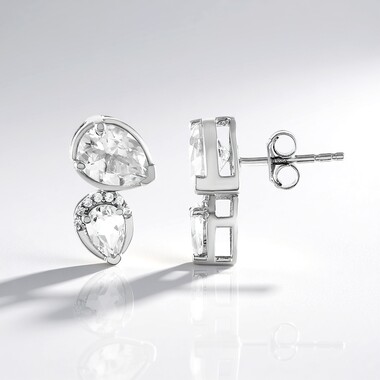 White Topaz Silver Earrings