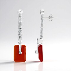 Boucles d'oreilles en argent et Onyx rouge