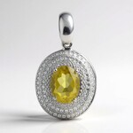 Pendentif en argent et Quartz olive