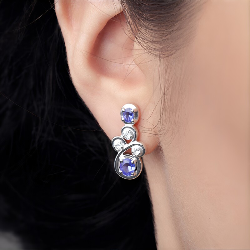 Tanzanite Silver Earrings