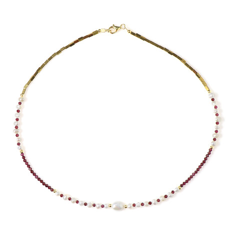 Weiße Süßwasserzuchtperlen-Silberhalskette (Riya)