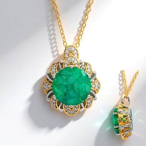 Collier en argent et Émeraude Pit D8 (Gems en Vogue)