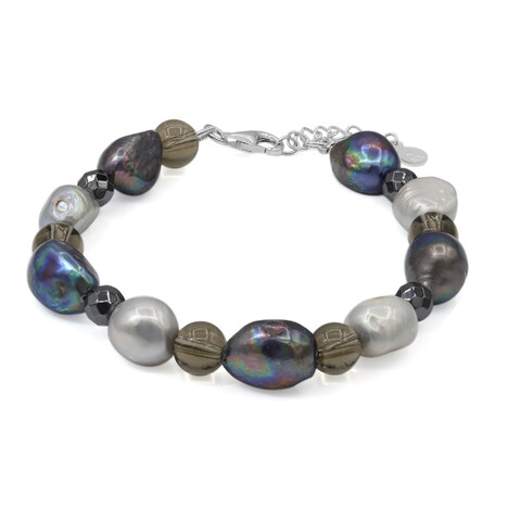 Brazalete en plata con Cuarzo ahumado (TPC)