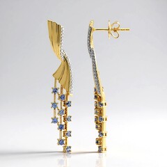 Orecchini in oro con Benitoite
