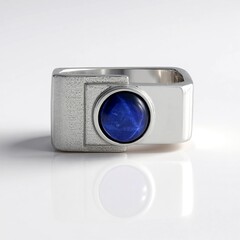 Zilveren ring met een blauwe ster saffier (de Melo Essence)