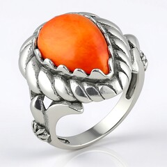 Anello in argento con Conchiglia di Ostrica Spinosa Arancione (Desert Chic)