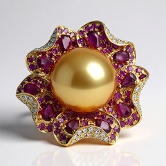 Bague en or et Perle dorée des mers du sud