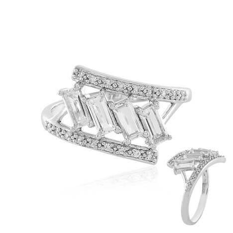 Weißer Topas-Silberring