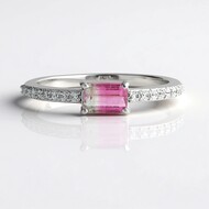 Bague en argent et Tourmaline Melon d'Eau