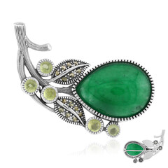 Zilveren broche met een groene agaat