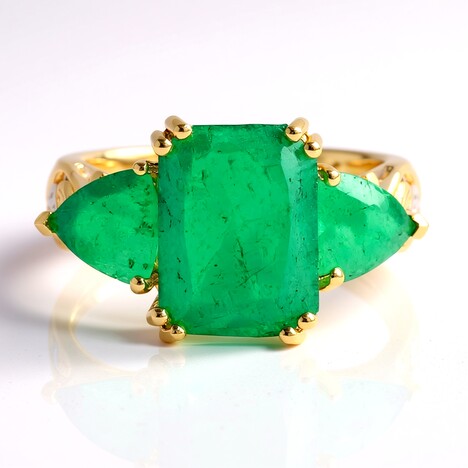 Anello in argento con Smeraldo pozzo D8 (Gems en Vogue)
