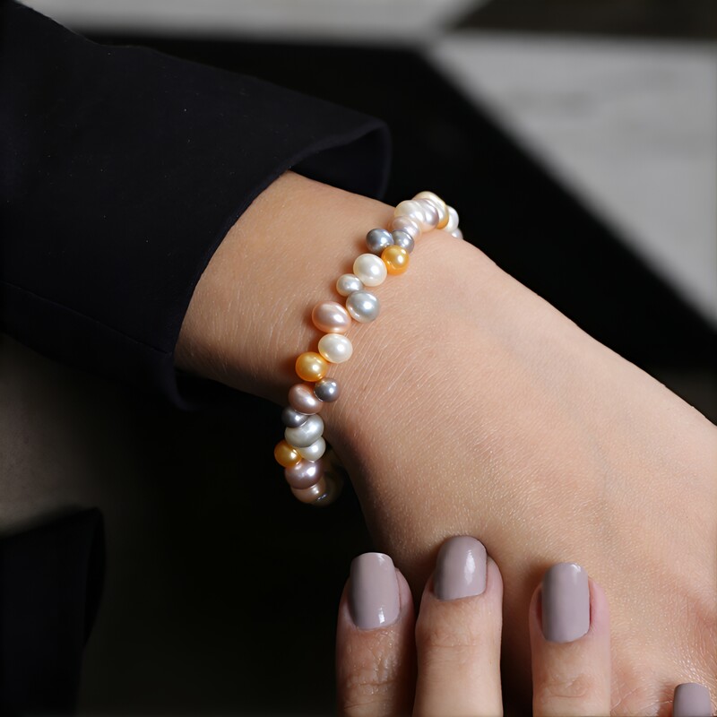 Zilveren armband met Witte zoetwater kweekparels