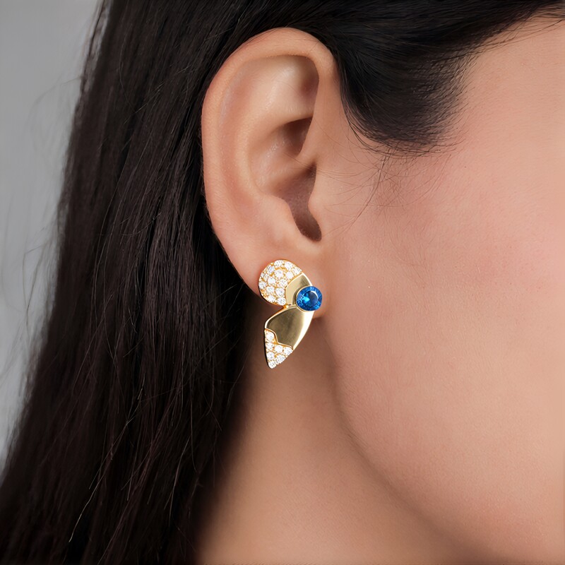 Boucles d'oreilles en or et Diamant SI2 bleu (de Melo Gold)