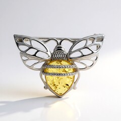 Spilla in argento con Ambra Baltica Limone