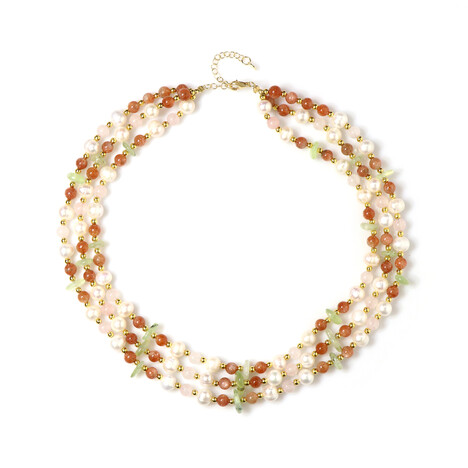 Collana in argento con Quarzo Rosa (Riya)