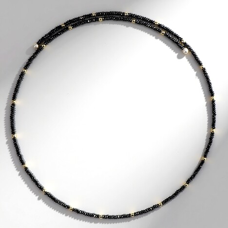 Collana rigida in acciaio con Ematite Nera (Riya)