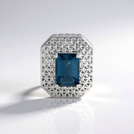 Ciondolo in argento con Topazio Blu Londra (MONOSONO COLLECTION)