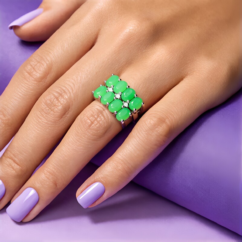 Zilveren ring met keizerlijke chrysopraasstenen