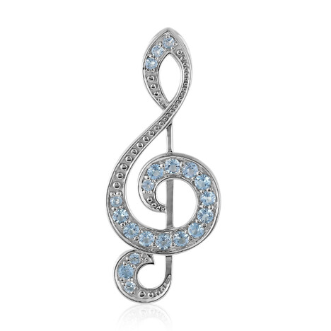 Colgante en plata con Topacio azul suizo