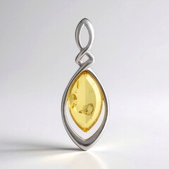 Ciondolo in argento con Ambra Baltica Limone