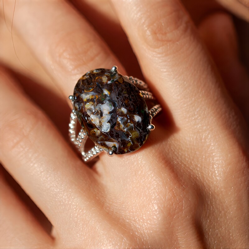 Dinosaurier-Quarz-Silberring