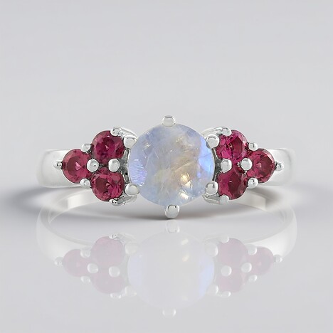 Anello in argento con Pietra di Luna Arcobaleno