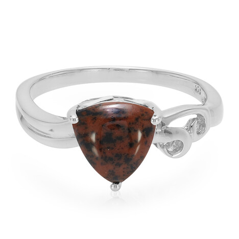 Bague en argent et Obsidienne acajou