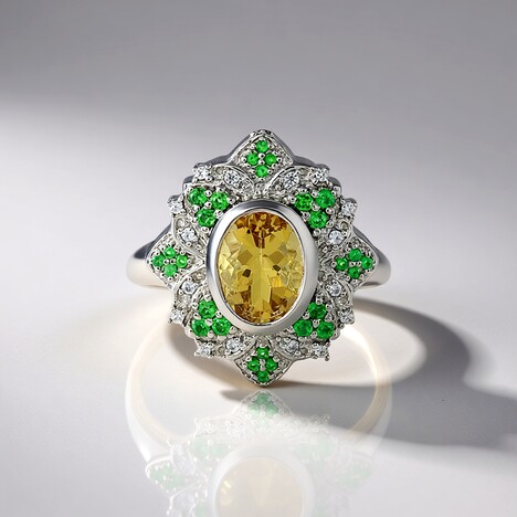 Anello in argento con Berillo Giallo