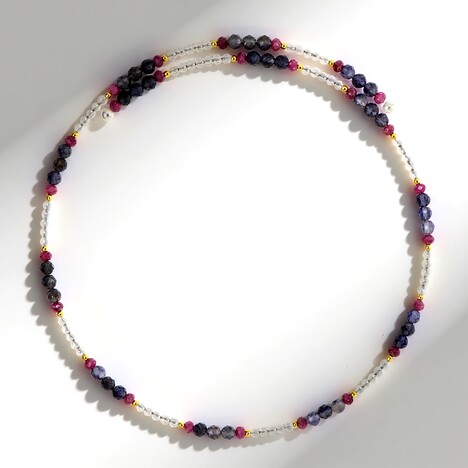 Collana rigida in acciaio con Iolite del Madagascar (Riya)