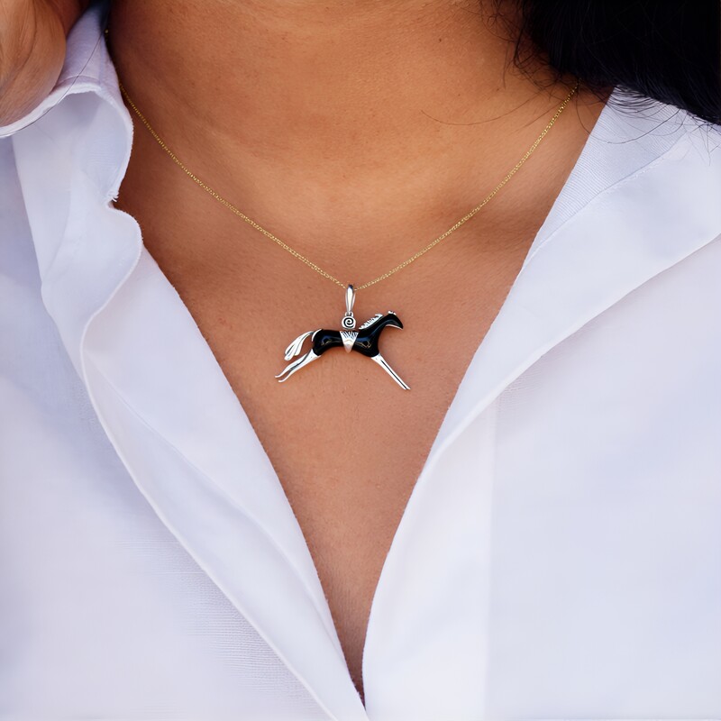 Black Agate Silver Pendant (Desert Chic)