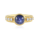 Blue Star Sapphire Silver Ring