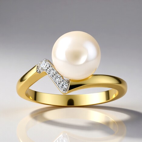 Anello in argento con Perla d'Acqua Dolce Bianca (TPC)