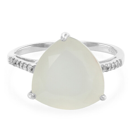 Anillo en plata con Piedra de Luna blanca