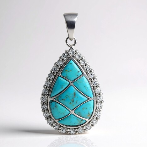 Ciondolo in argento con Turchese Kingman Mohave Blu (Faszination Türkis)