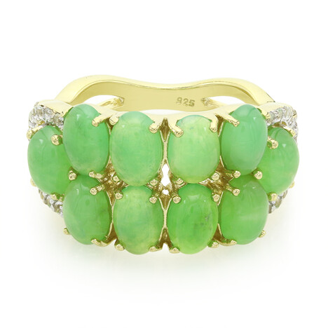 Zilveren ring met keizerlijke chrysopraasstenen