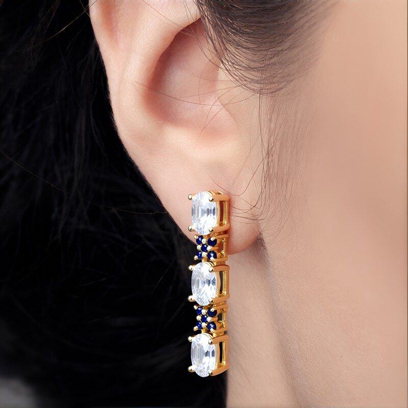 Pendientes en oro con Zafiro blanco (Adela Gold)