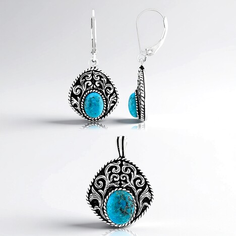 Parure in argento con Turchese Kingman Mohave Blu (Jones Lee)