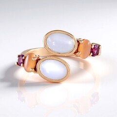 Anello in argento con Pietra di Luna Bianca (KM by Juwelo)