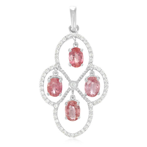 Zilveren hanger met Padparadscha saffieren