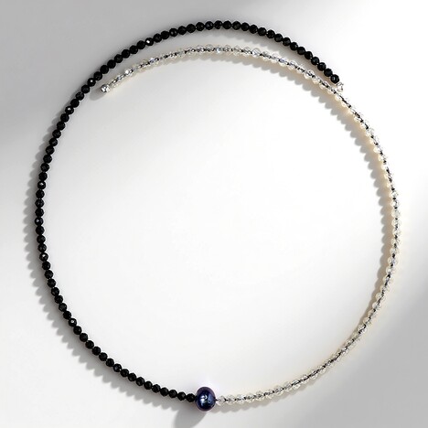 Collana rigida in acciaio con Spinello Nero (Riya)