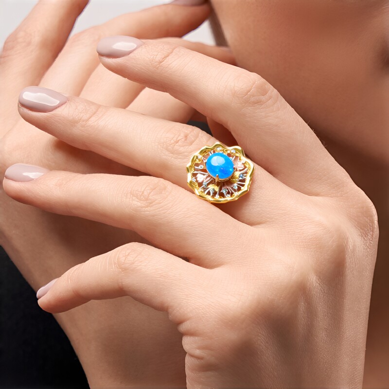 Äthiopischer Blauer Opal-Silberring (Gems en Vogue)