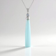 Naszyjnik ze srebra rodowanego - Chalcedon Aqua  (KM by Juwelo)