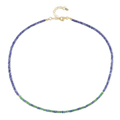 Zilveren halsketting met Zambia-smaragdstenen (Riya)